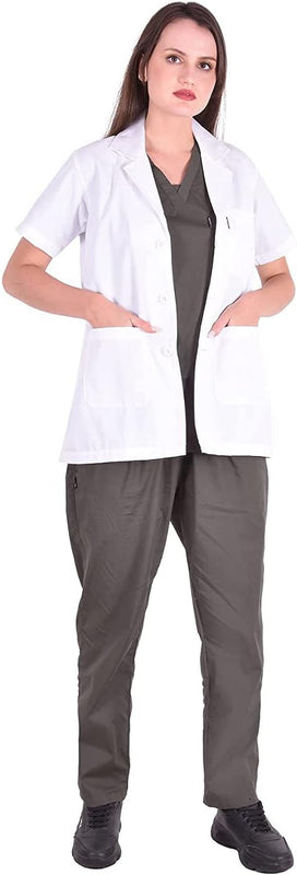 Spancare Unisex Standard Length Half Sleeves Poly Cotton Lab Coat Apron for Doctors Medical Professionals. (XL)