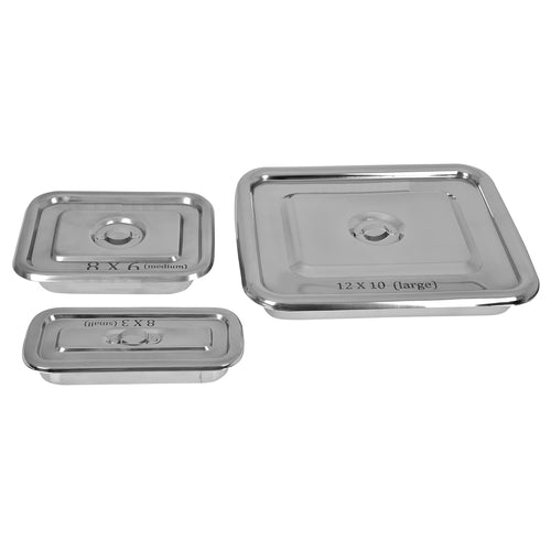 SPANCARE PHARMACEUTICALS Instrument Tray 12x10, 8x6, 8x3 inch Heavy Duty Stainless Steel