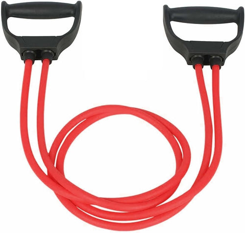 SPANCARE PHARMACEUTICALS Double Toning Resistance Tube Pull Rope Elastic Rubber Exercise Band for Stretching, Workout, Home Gym and Toning with Heavy Quality D Shaped Handles with Workout Chart