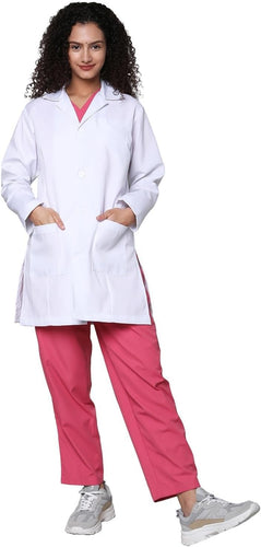 SPANCARE PHARMACEUTICALS Women's Lab Coat | Poly Viscose Long Sleeves Long Medical Apron | 3 Pockets, White