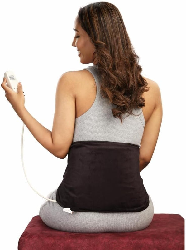 SPANCARE PHARMACEUTICALS Electric Heating Pad for Pain Relief, Orthopaedic Belt with Temperature Controller, Large, Velvet Black