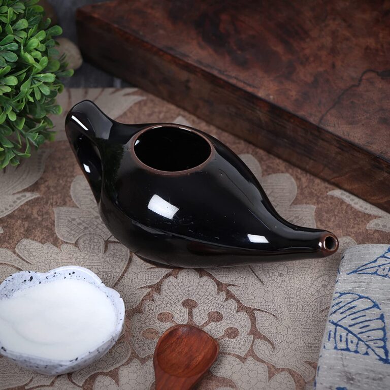 Leak Proof Durable Porcelain Ceramic Neti Pot 220 ML for Natural Nasal Cleansing | Natural Treatment for Sinus, Infection and Congestion Microwave and Dishwasher Friendly (Brown)