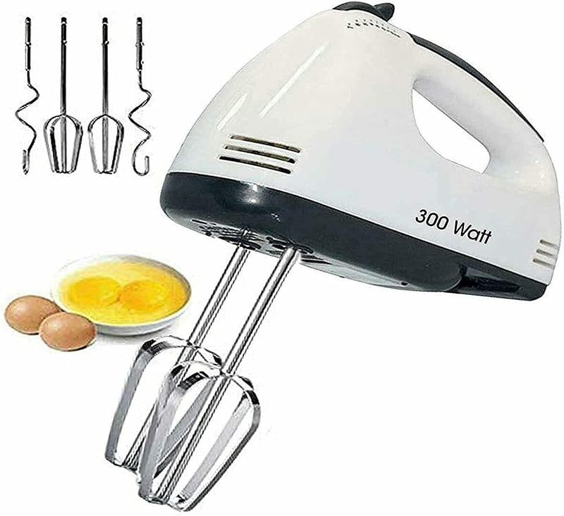 span 300 Watt Hand Mixer with 4 Pieces Stainless Blender, Ice-Cream Egg Cake/Cream