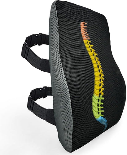 SPANCARE PHARMACEUTICALS Back Support for Chair & Car Seat- Premium Memory Foam Lumbar Cushion- Office and Driving Chair Back Rest for Back Pain Relief- Ergonomic Design for Posture Correction