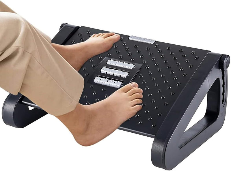 SPANCARE PHARMACEUTICALS Adjustable Height Foot Rest, Foot Rest Under Desk with Massage Texture and Roller, Relieve Stiffness, Numbness, Promote Leg Circulation, Relieve Leg Pressure