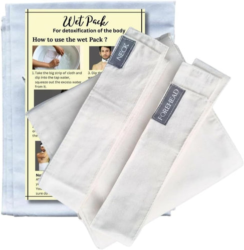 Wet Pack | Satvik Lifestyle | Cotton Patti | Body Detox | Place on Head, Neck, Abdomen | Pain Relief | Cloth Bag & Manual Included | Pack of 1