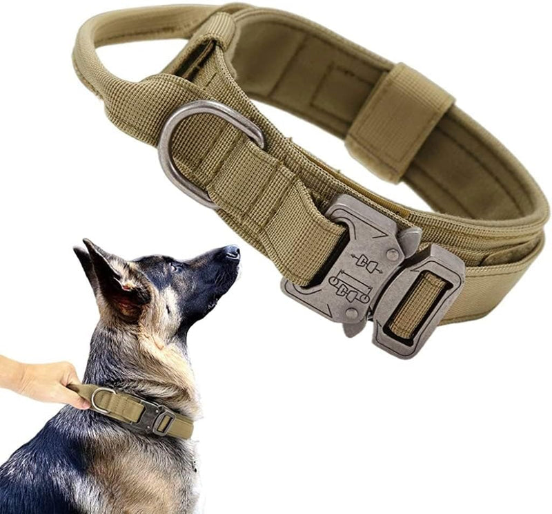 Dog Collar for Large Dogs Adjustable Nylon Tactical Dogs Collar with Strap Handle Dog Training Collar Quick Release Metal Buckle for Large Dog XL Size