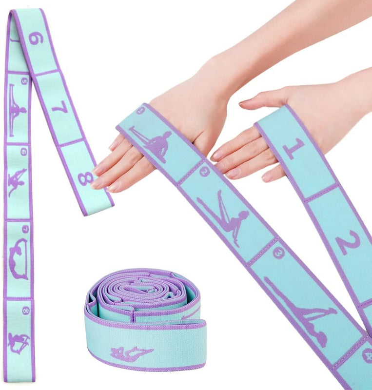 Yoga Belt for Women Men, 8 Loops Elastic Yoga Strap for Stretching, Multi-function Resistance Band for Yoga Exercise Fitness