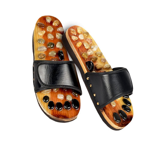 Wooden Acupressure Slipper Jade Stone Foot Massager