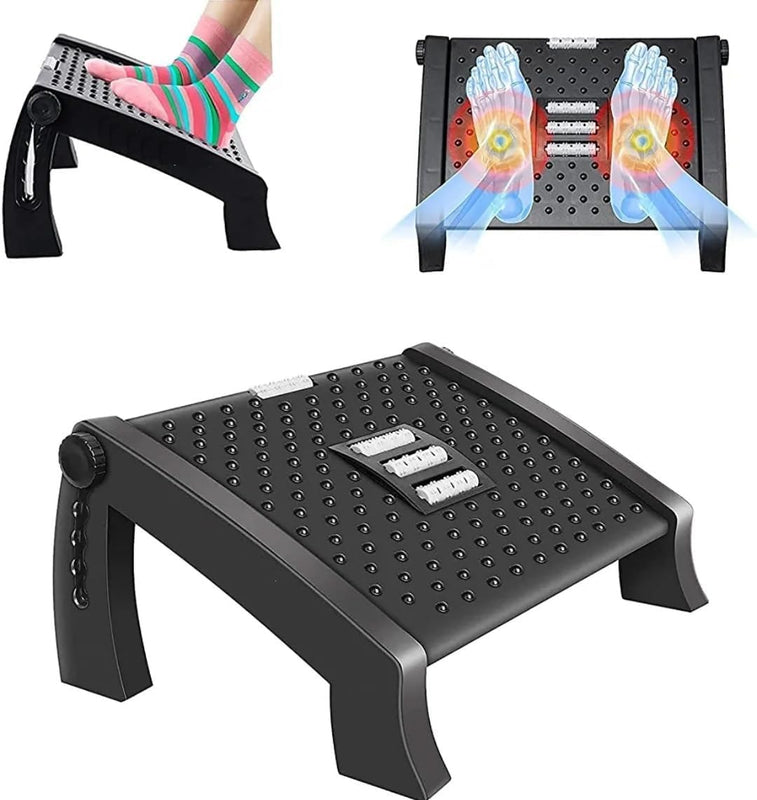 SPANCARE PHARMACEUTICALS Adjustable Foot Rest for Office Chair with Massage Texture and Roller | Ergonomic Footrest Under Desk with 6 Heights | Leg Resting Stool
