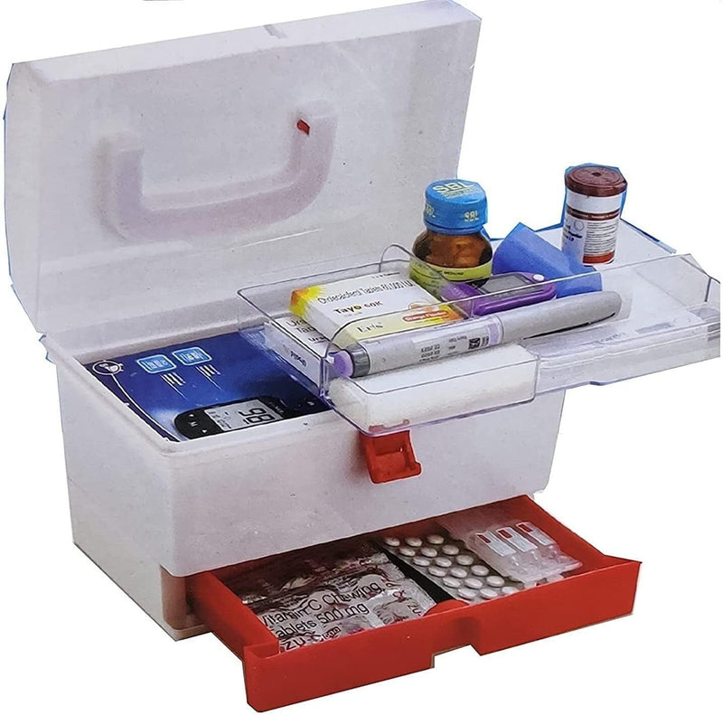 Spancare Plastic Medicine First Aid Kit Storage Box Cosmetic Organizer Box, Multipurpose