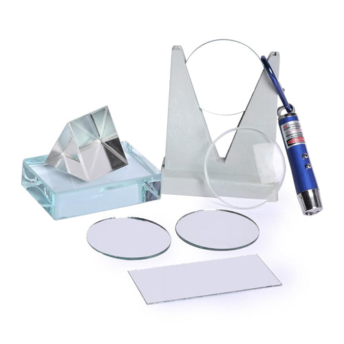 science experiment with glass-glass prism set