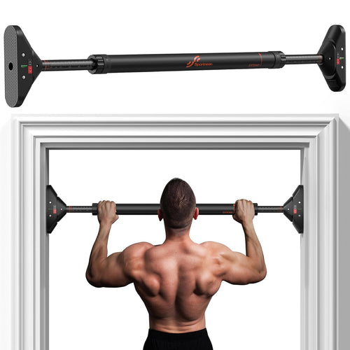Pull Up Bar: Strength Training Chin up Bar without Screws - Adjustable 75-94cm Width Locking Mechanism Pull-up Bar for Doorway - Max Load 440lbs for Home Gym Upper Body Workout, Non-slip