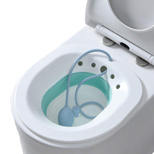 Sitz Bath for Adults | Fits All Toilet Seats | Pump Flusher for Fissure, Pregnant Women, Postpartum Care, Hemorrhoids Inflammation Treatment | Piles Tub for Hot Water Bathing | Sitz Bath Tub for Post Delivery