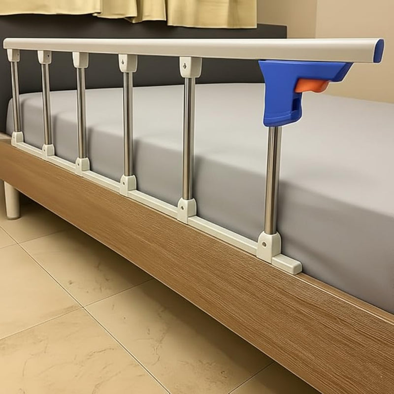 Adjustable Bed Rail for Elderly Person at Home – Heavy Duty Hospital Bed Guard with 6 Steel Bars | Collapsible Safety Rail | No Drilling Required | Soft Closure | One Side Only | 55.5x14 Inch