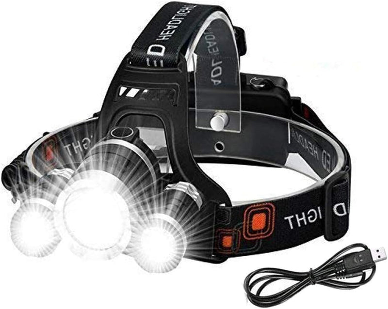 Headlamp Rechargeable Headlight with 3 Lights 4 Modes, 6000 Lumen Super Bright