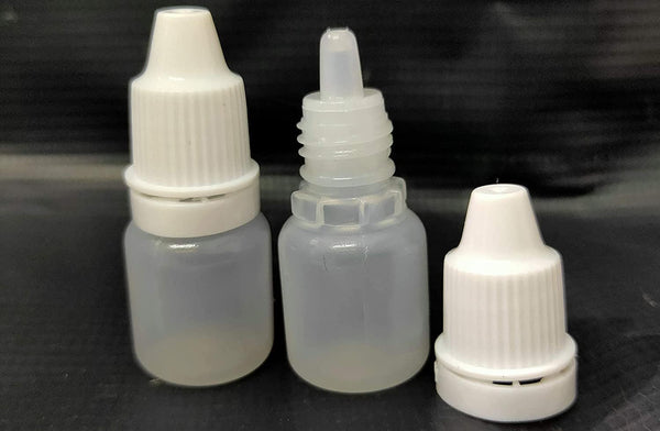 Plastic Sealed Liquid Dropper Bottles with Cap and Inner ( 100 pieces ) For Homeopathic and Ayurvedic (5ml, Opaque)