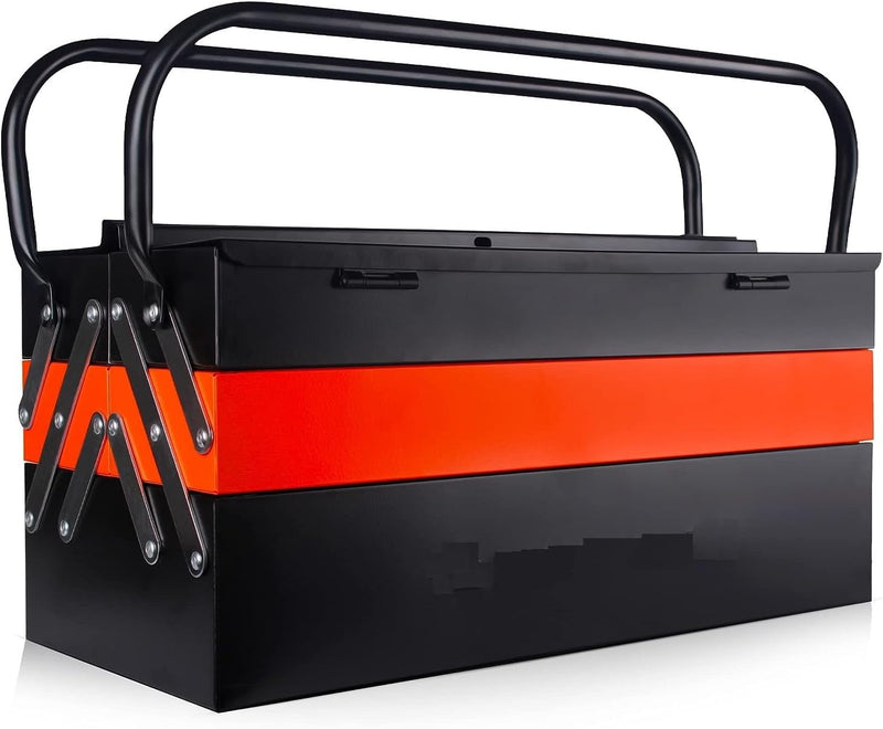 Powder Coated Metal Tool Box Empty with 5-Tray Cantilever Tool Organizer Without Tools, 18"", Dual Handle, Metal Frame, Rust Resistant, Triple Colour Toolbox