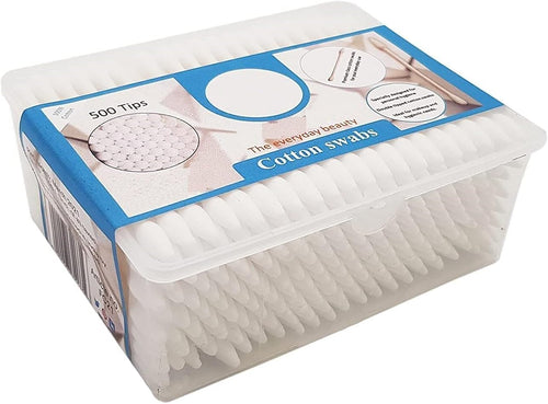 Spancare Cotton Swabs Buds, Paper Sticks - Soft, (500 Tips Swabs 1 Box) Gentle on Face