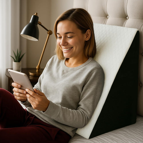 Ultimate Wedge Pillow Memory Foam | Complete Back Rest Support Wedge Cushion Pillow for Bed | Sleeping, Leg Elevator, Pregnancy, Gifting Pillow, Acid Reflux, Reading White/Black