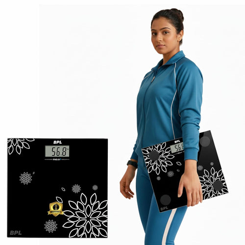 Medical Technologies PWS-01+ Personal Weighing Scale for Highly Accurate Digital Bathroom Body Scale, Precisely Measures Weight Up to 180Kg - Black