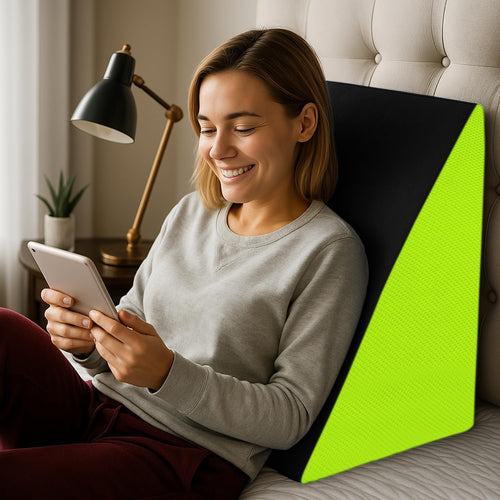 Ultimate Wedge Pillow Memory Foam | Complete Back Rest Support Wedge Cushion Pillow for Bed | Sleeping, Leg Elevator, Pregnancy, Gifting Pillow, Acid Reflux, Reading Black/Green