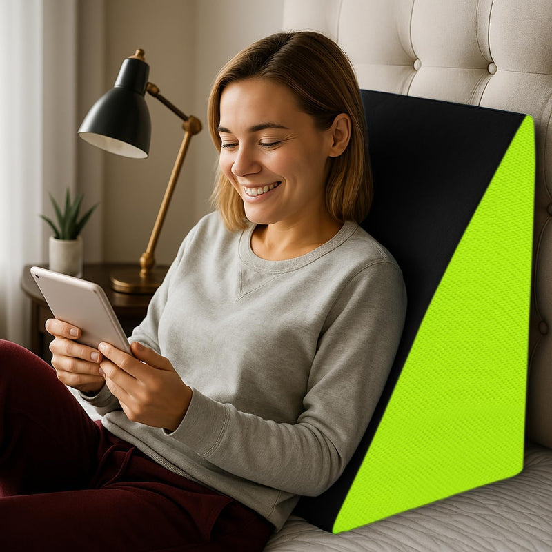 Ultimate Wedge Pillow Memory Foam | Complete Back Rest Support Wedge Cushion Pillow for Bed | Sleeping, Leg Elevator, Pregnancy, Gifting Pillow, Acid Reflux, Reading Black/Green