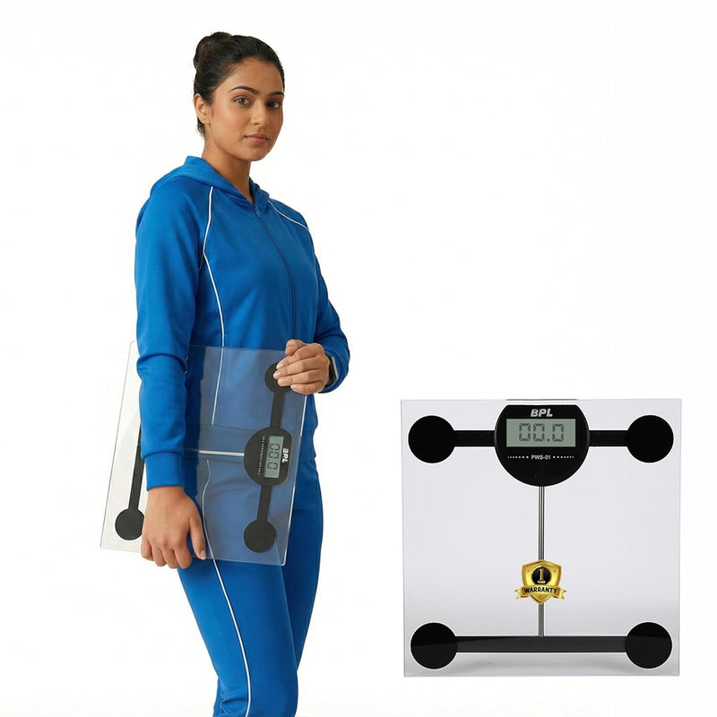 Medical Technologies PWS-01 Personal Weighing Scale for Highly Accurate Digital Bathroom Body Scale, Precisely Measures Weight Up to 180Kg - Transparent