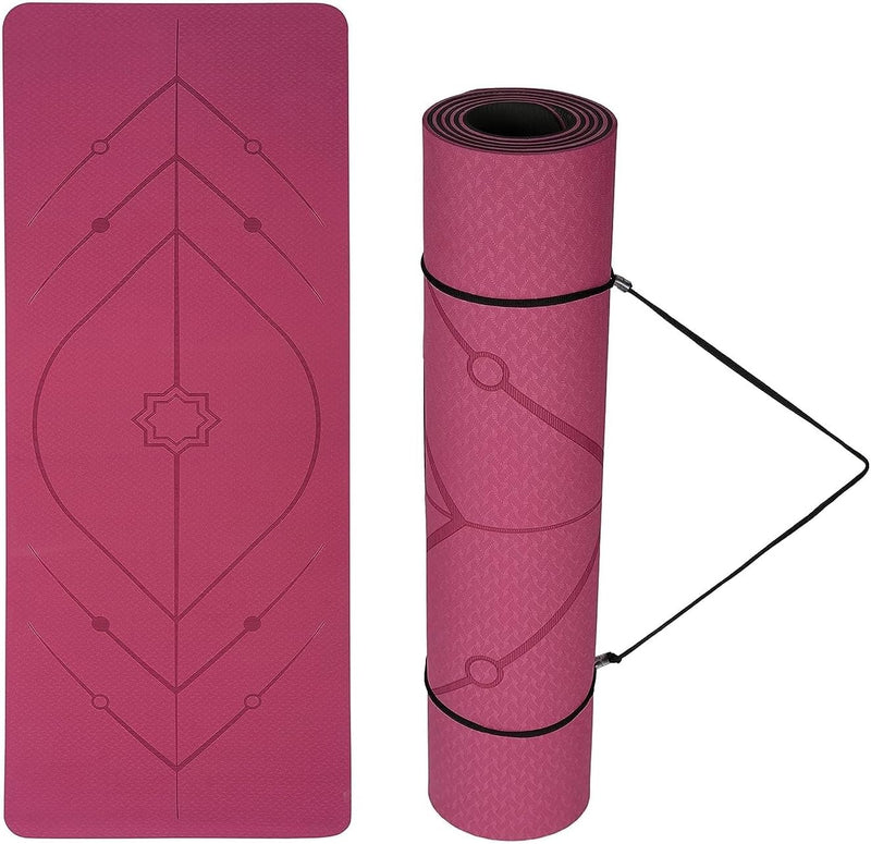 Yoga Mat Non Slip, Eco Friendly Fitness Exercise Mat with Carrying Strap for Men & Women (Multicolor)