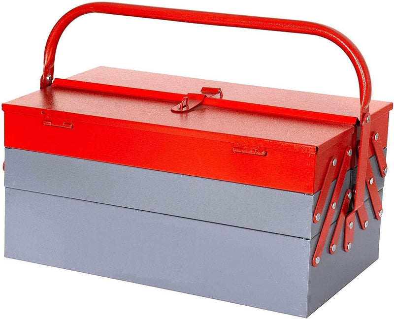 Metal 5 Compartment Tool Box (Red Grey) Water Repellent