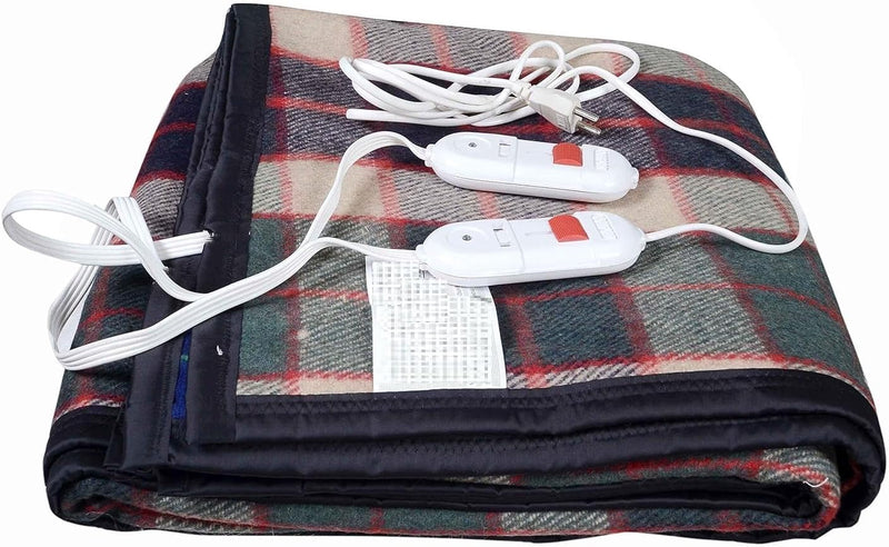 SPANCARE PHARMACEUTICALS Wool Bed Warmer Double Bed Electric Under Blanket Hot Kambal for Winter, 60x60 Inches, Multicolour