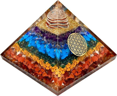 Original 7 Chakra Crystal Laxmi Pyramid/Pooja Vastu Items for Home for Good Luck/Money & Wealth/Spiritual Gift/Showpiece for Living Room/Home Décor