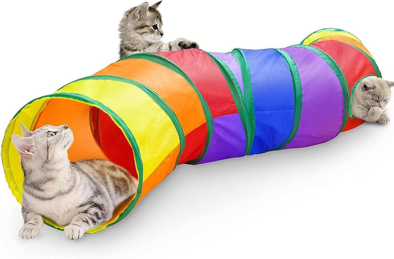 Toys for Cat, Cat Tunnel Pet Tube Collapsible Play Toy Indoor Outdoor Kitty Puppy Toys for Exercising Hiding Training Toy (2 Way)