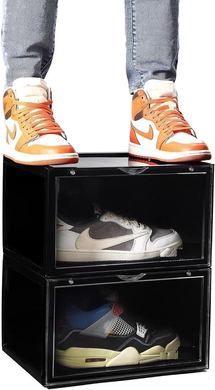Shoe Storage Organizer, Set of Heavy-Duty Sneaker Box, Stackable Storage Box with (Magnetic Closure) (1)