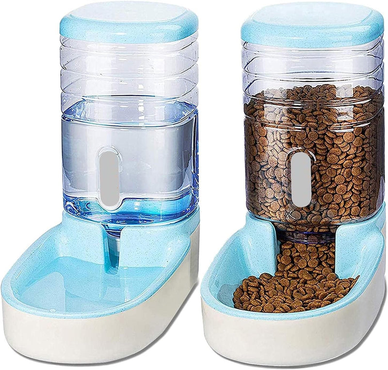 Twin Deluxe Plastic Pet Bowl, Food Feeder & Water Feeder, Feeding Stations, Dispenses Dog Food or Cat Food for Dogs Cats & Pets