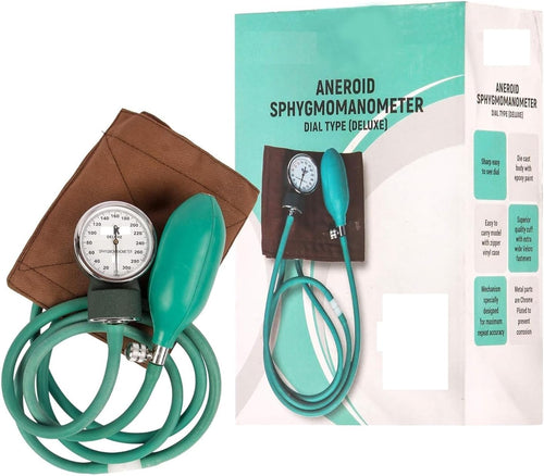 Dial Type Aneroid Sphygmomanometer Blood Pressure Monitor with Carry Case (Green)