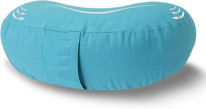 Meditation Cushion, Buckwheat Filling, Washable Organic Cotton Cover, Carry Handle, Mindful Comfort, Reduce Tailbone Pressure & Improve Posture Cedar
