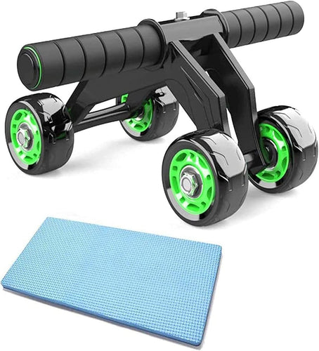 4 wheel ab wheel roller for six pack abs workout at home Exerciser for Abdominal Stomach Exercise Training with Knee Mat Steel Handle for (Men and Women) multicolor