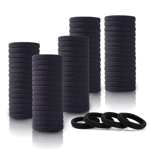 Spancare Premium 30 Black Hair Ties, Elastic Hair Band Made of Quality Cotton & No Crease