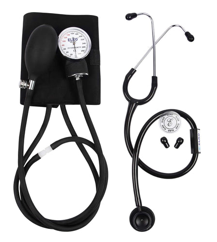Dial Type Aneroid Sphygmomanometer/Arm Blood Pressure Monitor with Carry Bag and Basic Stethoscope,Black