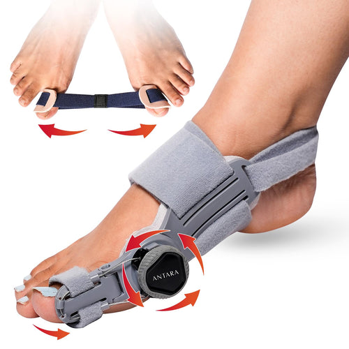 Bunion Corrector | Orthopedic Adjustable Bunion Splint for Men & Women | Toe Corrector with Rotating Knob, Universal Fit for Left & Right Foot | Leg Finger Straightener | Free Toe Exerciser (1)