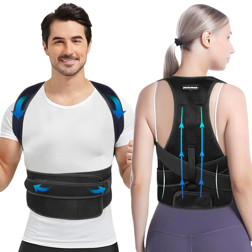 Posture Corrector for Men & Women | Back Support Belt for Back Pain Relief | Adjustable Posture Corrector Belt for Women & Men | Shoulder, Spine Alignment Brace (S/M 24”–32”)