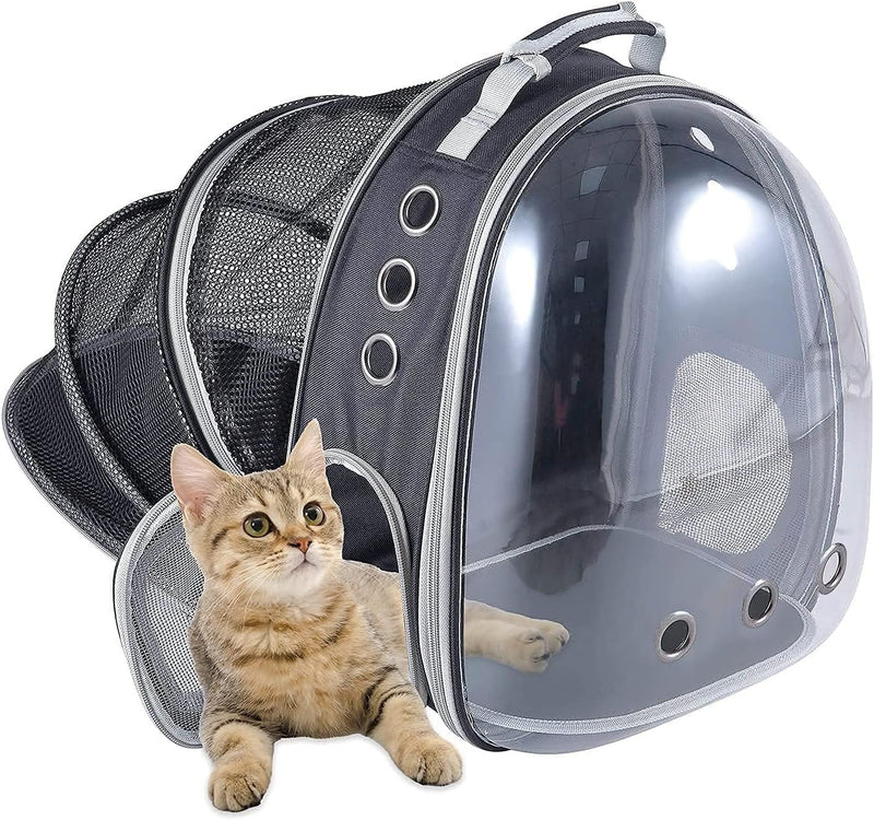 Side Door Design Cat Cage, Expandable Cat Backpack Carrier, Transparent Capsule Air Breathable Transparent Carrier Back Pack for Travelling, Ourdoor Use, for Small Pet