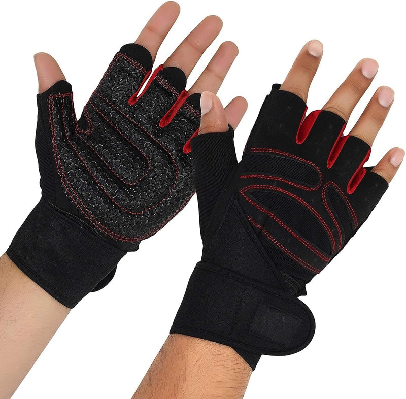 Fitness Gym Gloves/Cycling Gloves with Wrist Support Grip and Breathable Glove Design Used for (Weight Lifting | Pull Up | Crossfit | Cycling | Driving | Fitness, Gym Training)