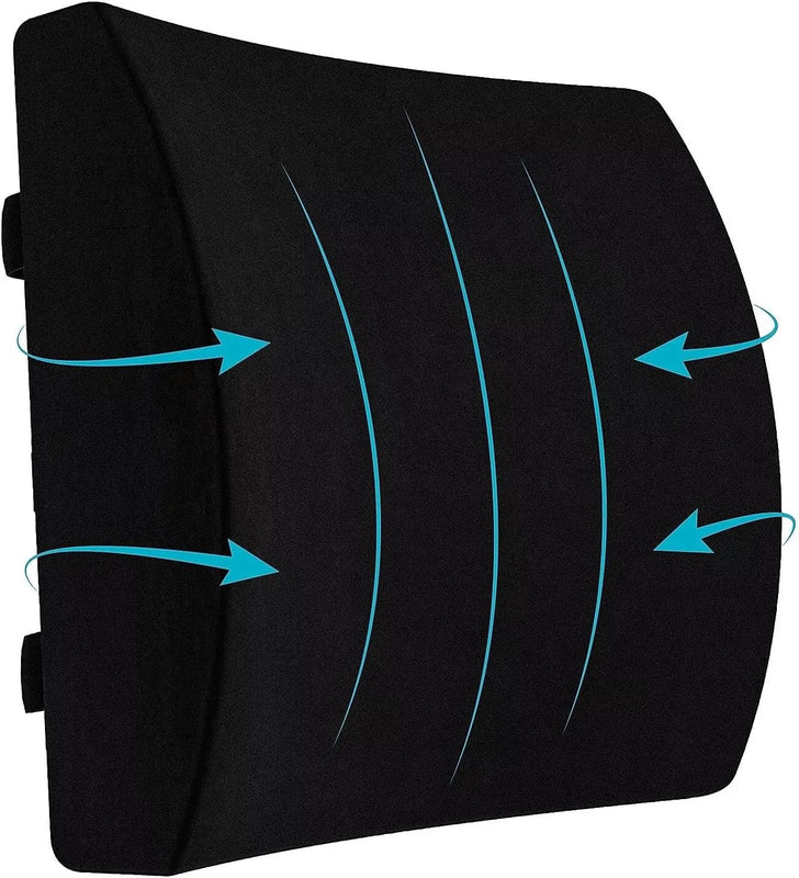 SPANCARE PHARMACEUTICALS Back Pain Relief Lumbar Support Memory Foam Cushion (Black)