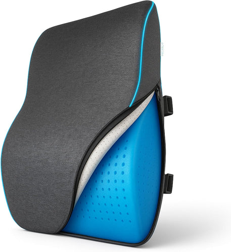 SPANCARE PHARMACEUTICALS Back Support for Office Chair |Gel Memory Foam Car Seat Back Support, Orthopedic Lumbar Back Rest for Back Pain Relief - Back Pillow for Sitting (Grey, Large)