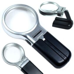 Multi-Functional Folding Handheld Magnifier, Reading Magnifying Glass with in-Built LED (3X Zoom)