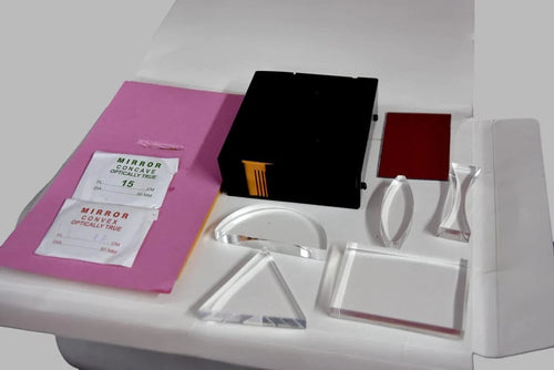 Optics Lens Set Light & Optics Class Demo Kit 5 Acrylic Lens 3 Mirror Ray Box